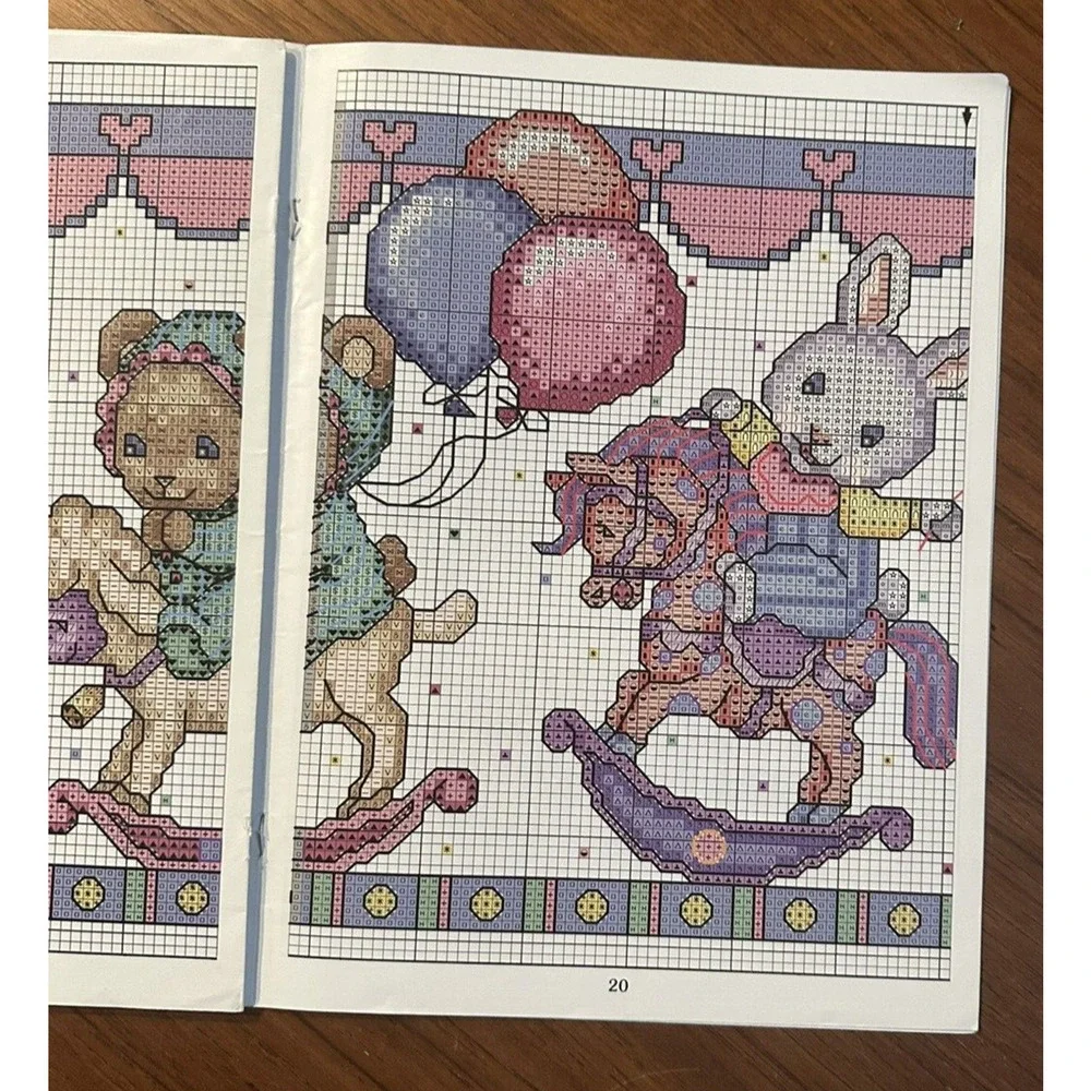 Leisure Arts Come & Play Baby Collection Cross Stitch Pattern Chart Booklet